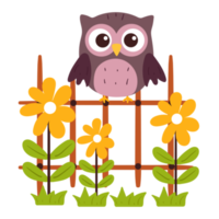 cute cartoon owl with plant png