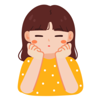 cute cartoon girl with sleepy face png