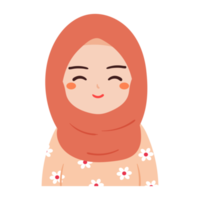 hand drawing cartoon girl wearing hijab with smile face png