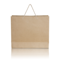 Brown paper bag isolated with reflect floor for mockup png