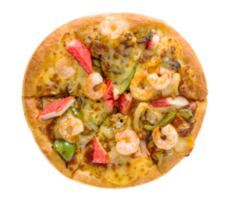 deliciosa pizza con marisco aislado con camino de recorte png