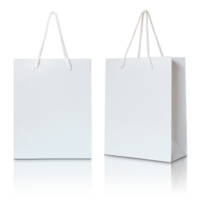 bolsa de papel blanco aislada con piso reflectante para maqueta png