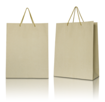 Brown paper bag isolated with reflect floor for mockup png