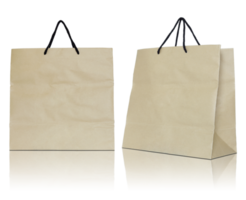 Brown paper bag isolated with reflect floor for mockup png