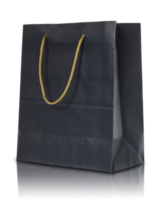 black paper bag isolated with reflect floor for mockup png