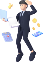 Tax Day Reminder Concept. Businessman submit tax by online concept, online tax payment and report. Business income. 3d illustration. png