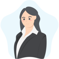 Professional Business Women Employment Avatar Long Hair Character png