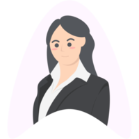 Professional Business Women Employment Avatar Long Hair Character png