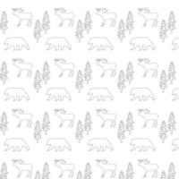 Background with animals deer and bear fir tree. vector