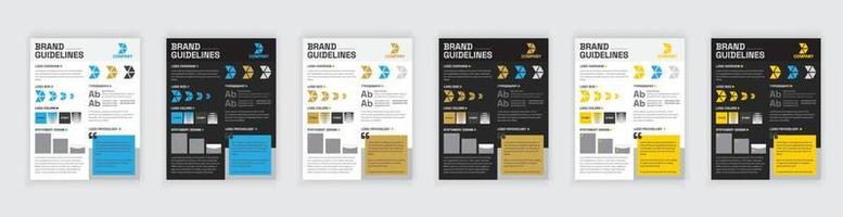 A4 Brand Guidelines Poster Layout Set, Brand Manual Templates vector