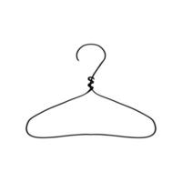 Hand drawn doodle hanger. Sales shopping clipart - hanger for wardrobe, clothes service, dressing room, cloakroom, laundry symbol. Isolated on white background. vector