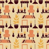 Seamless pattern of living room furniture vector