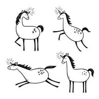 Doodle unicorn set. Hand drawn vector