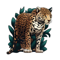 tecknad serie jaguar klistermärke. perfekt för djur- älskare, lätt anpassningsbar för skriva ut eller digital projekt png