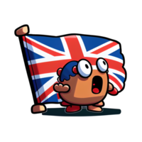 Cartoon sticker of the Union Jack in the colors of the national flag of the United Kingdom png