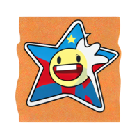 Cartoon sticker of star in the colors of the Philippine flag. Blue, red, and white png