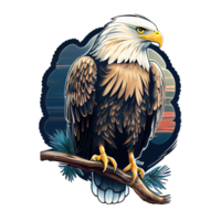 Cartoon sticker featuring the Bald Eagle - the national bird of the United States. png