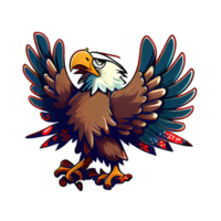 Patriotic eagle illustration cartoon sticker, symbolizes freedom and strength. png