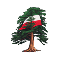 vieren Libanon met symbolisch ceder boom illustratie tekenfilm sticker. png