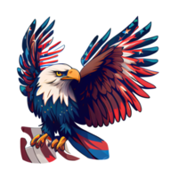 pegatina de dibujos animados de ilustración de águila patriótica, simboliza la libertad y la fuerza.