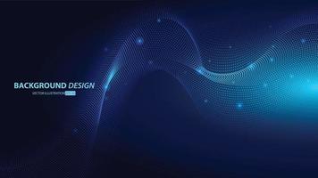 Abstract dark blue gradient color background. with flowing particles. Digital future technology concept. vector