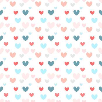 Vector background seamless pattern of colorful hearts pattern on white background.