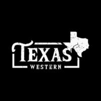 plantilla de logotipo del estado de Texas, emblema, etiqueta. país de una sola estrella. tipografía, diseño vintage de texas usa. ilustración de vector de símbolo de mapa. fondo negro