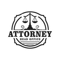 Rustic Vintage Justice Logo for Court Prosecutor's Office, Law Firm Attorney, Emblem, stamp, Logo template Vector