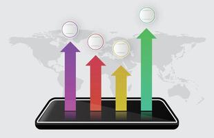 plantilla infográfica del paso del proceso con teléfono móvil, vector infográfico de presentación