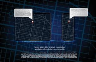 fondo abstracto de la aplicación de tableta móvil y mapas ruta gps navegación por carretera ubicación hud ui pantalla vector