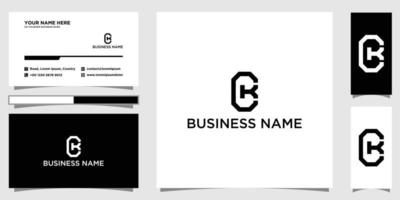 CK Logo Initial Monogram Negative Space Designs Modern with business card Templete vector