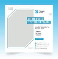 travel social media post banner and web banner template or square flyer, Travel vacation holiday template design and travel business banner vector