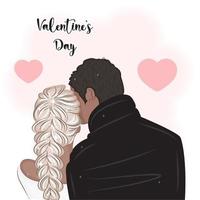 Couple in Paris near the Eiffel Tower, Valentine's Day vector illustration 10