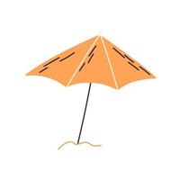 Hand drawn beach umbrella, cartoon flat vector illustration isolated on white background. Simple drawing of umbrella for sun protection. Concepts of holiday and vacation.