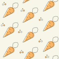 Carrot flat design seamless pattern. Print with line carrot icons. Vector illustration. Vintage background. Kitchen and restaurant design for fabrics, paper