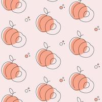 Peach seamless pattern for apparel design, textile, fabric. Cute background with line peaches fruits. vector