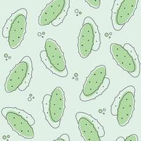 Cucumber seamless pattern. Vector one line vegetable background. Kitchen and restaurant design for fabrics, paper