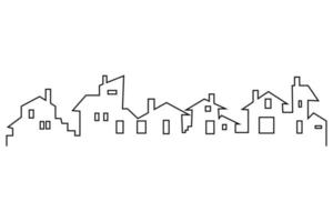 Densely populated urban settlement illustration in outline design style isolated on white background. Suitable for use as a property logo design or as a marketing property element vector