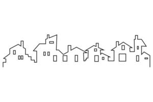 Densely populated urban settlement illustration in outline design style isolated on white background. Suitable for use as a property logo design or as a marketing property element vector
