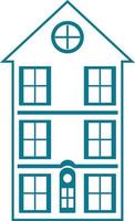 Illustration of a terraced house with a blue outline design style. Dense settlement illustration symbol. Suitable for property design and interface display of an application vector