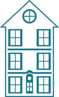 Illustration of a terraced house with a blue outline design style. Dense settlement illustration symbol. Suitable for property design and interface display of an application vector