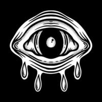 Eye art vintage Illustration hand drawn black and white vector for tattoo, sticker, logo etc