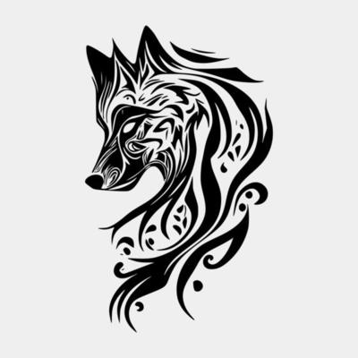 Set Flaming wolf on White Background. Tribal Stencil Tattoo Design Concept. Flat Vector Illustration. 17294100 Vector Art at Vecteezy