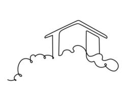 Private house line art in abstract style. Line vector illustration.