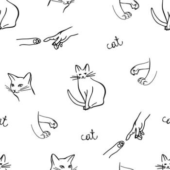 patrón vectorial sin costuras con elementos de garabato para el gato doméstico. vector