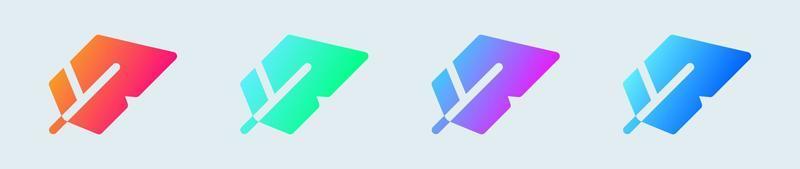 Feather solid icon in gradient colors. Quill signs vector illustration.