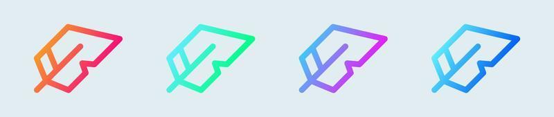 Feather line icon in gradient colors. Quill signs vector illustration.