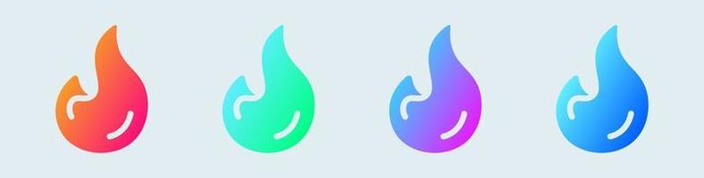 Fire solid icon in gradient colors. Flame signs vector illustration.
