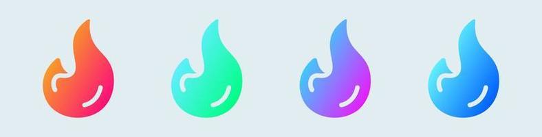 Fire solid icon in gradient colors. Flame signs vector illustration.