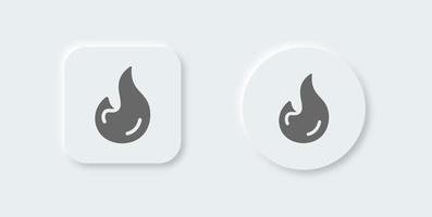 Fire solid icon in neomorphic design style. Flame signs vector illustration.